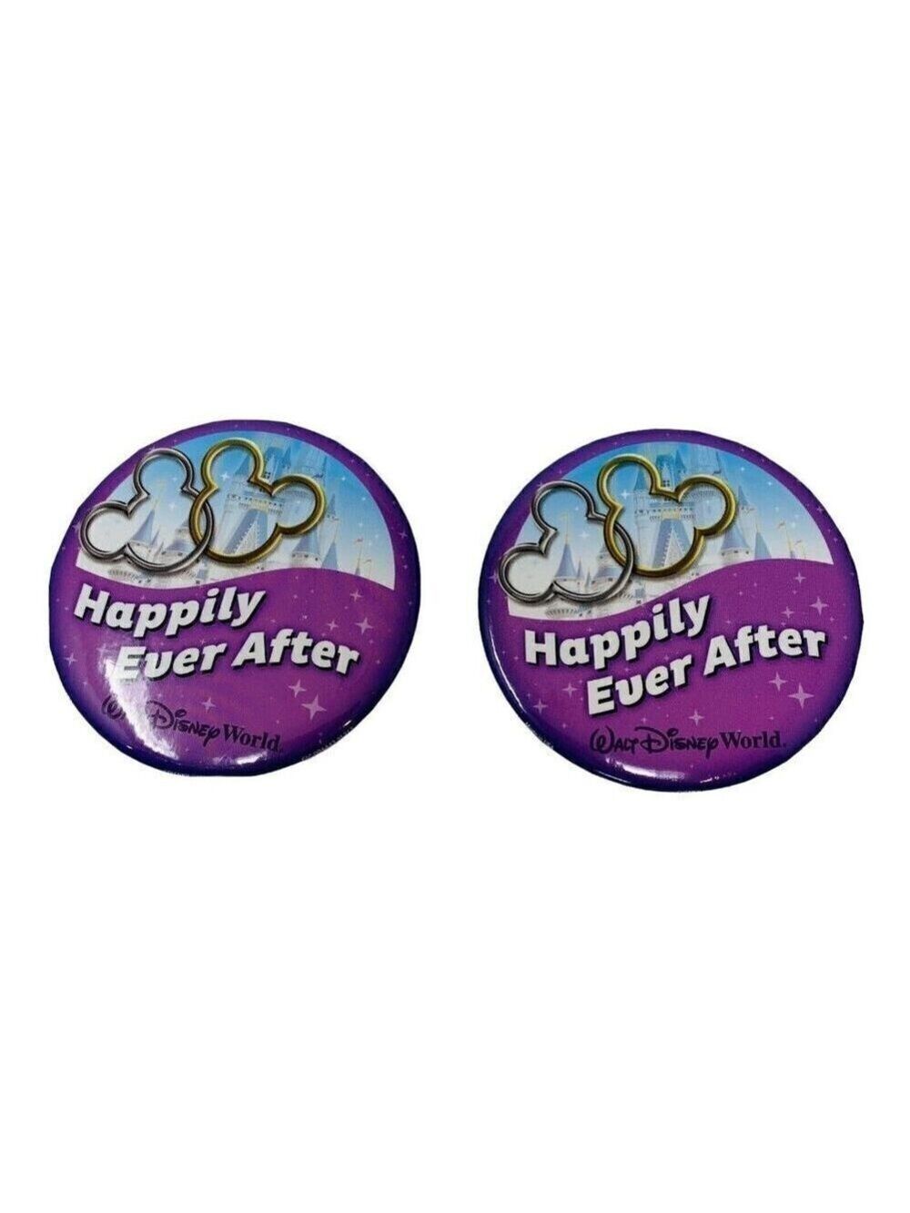 Disney Wedding Button Pin Badge Lot Walt Disney World Authentic Honeymoon New